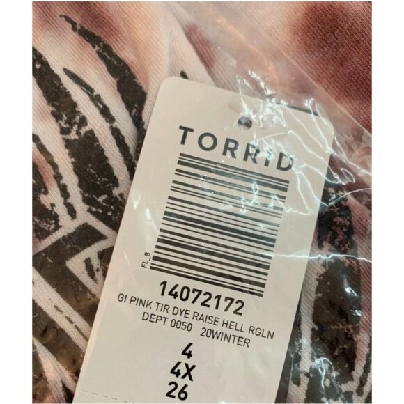 Torrid +4 Tie-Dye Double Skull Raise Some Hell Graphic 3/4 Raglan Sleeve T-Shirt - Picture 6 of 6